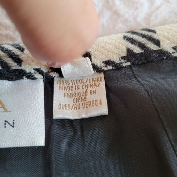 Dana Buchman Black and White A-Line Skirt Pencil 100% Wool 6 - Picture 8 of 8